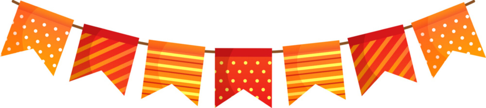 Vibrant festive flags decorating an event, showing celebration and party atmosphere