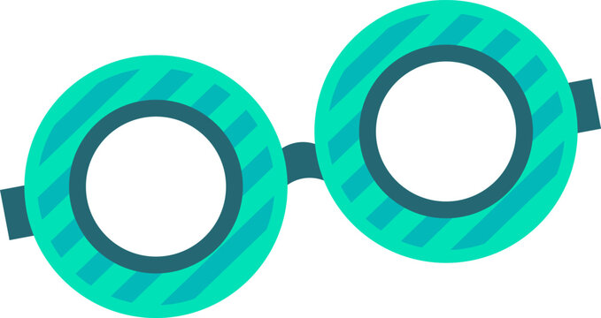 Rounded teal glasses with striped frames representing vision and intelligence
