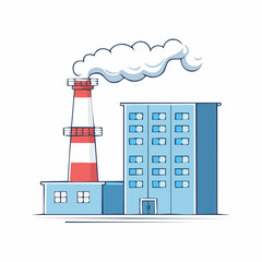 Fototapeta premium Factory building with smoking chimney