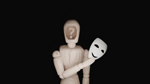 Question mark inside empty animated head symbolizing confusion and anxiety