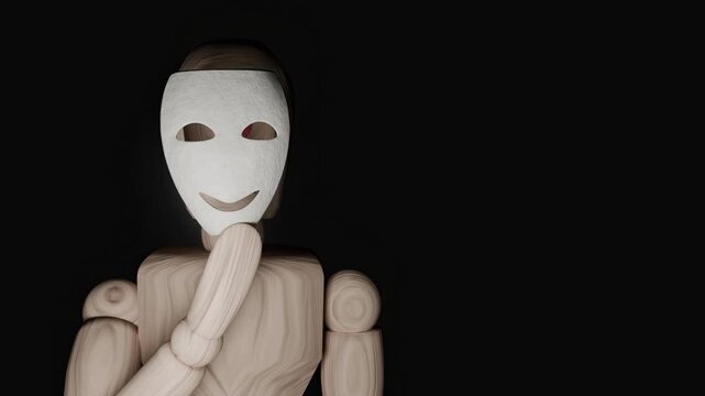 Animated lost and empty human mind conceptual psychological illustration