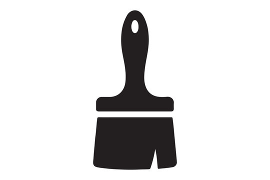 Simple black paintbrush icon with handle and flat head for painting and art  isolated on white background