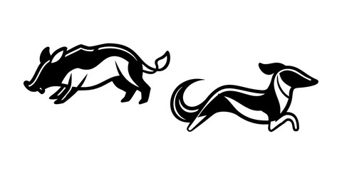 Fototapeta premium Badger And Ferret Animal Mascot Outline Icons Vector Illustration Wildlife Design Set