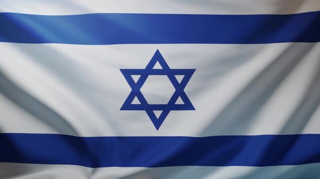 "Israeli national flag with white background, blue horizontal stripes, and central Star of David symbolizing faith, identity, and cultural unity."