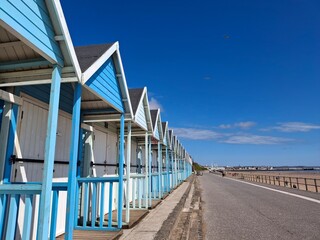 Beach huts at the Bridlington beach North Yorkshire coast UK © Darren