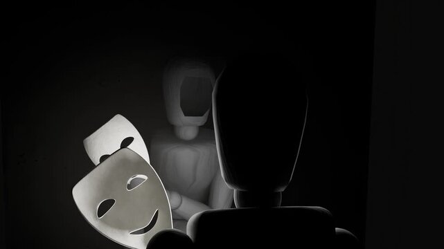 Animated empty mannequin head representing loneliness and emotional isolation