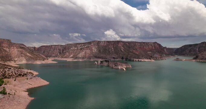 High angle view of Atuel Canyon and El Nihuil Reservoir in Mendoza
