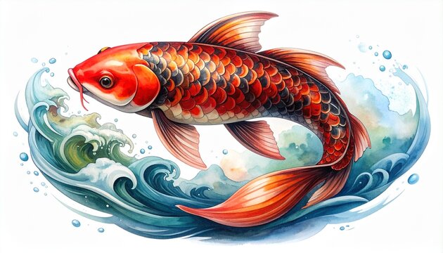 Colorful Koi Fish Japanese Tattoo Design