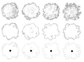 Vector set of trees in plan view for use in architectural drawings © Manon