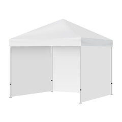 Blank event tent mockup with walls, side view, isolated on white background © Nika