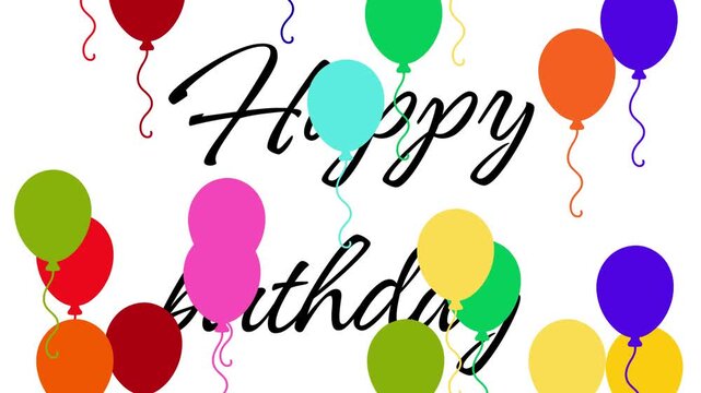 balloons and and happy birthday text