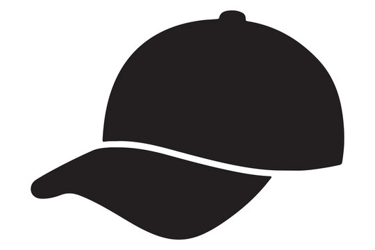 Simple solid black baseball cap icon in flat style  isolated on white background