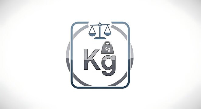 Minimal Kilogram Weight Symbol Displayed with Scale Icon on White Background