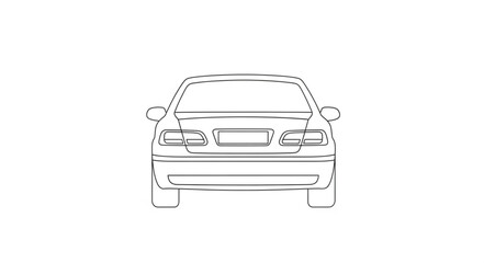 Fototapeta premium Rear View of a Classic Sedan Car Outline.