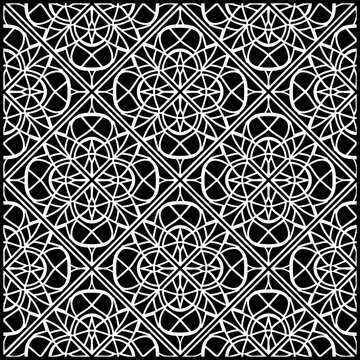Ornement d&eacute;coratif Motif abstrait Oriental R&eacute;seau de style  g&eacute;om&eacute;trique et Floral Couleur Noir et Blanc Vecteur