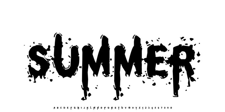Summer Graffiti ,street art culture,
Bold graffiti brush font with dripping paint style, perfect for street posters, urban branding, and edgy designs.vector illustration 