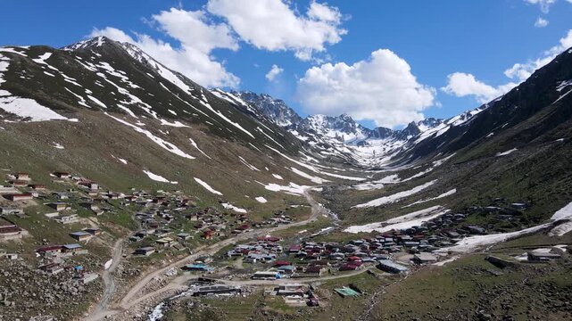 Aerial footage of Kackar mountain ranges and kavrun plateau in Rize province.