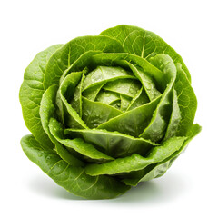 Obraz premium Fresh Green Lettuce Head Isolated on Transparent White Background