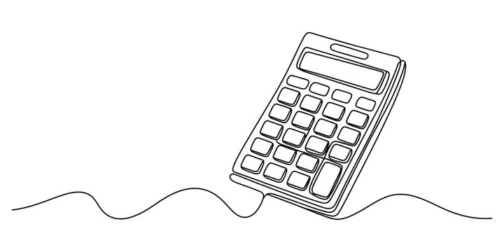 Continuous single line drawing of a digital calculator