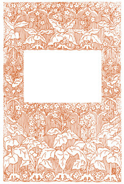 Late 19th Century Floral Engraved Border Frame PNG &ndash; Hand Restored Woodcut Ornament
