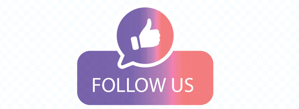 follow us button with thumb up icon social media vector illustration high quality professional detailed modern elegant stylish clean crisp vibrant colorful digital