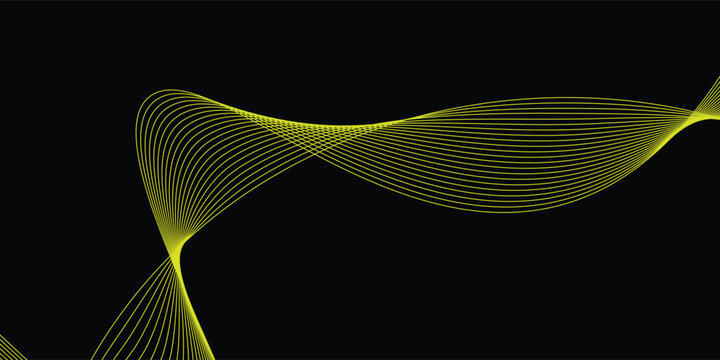 Black abstract old backround with yellow curve line for backdrop or presentation good