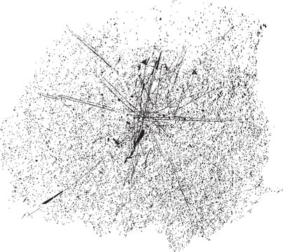 Broken concrete scratches element. Shattered wall effect for template presentation, banner . Distressed fissures shapes . Impact and smashed concrete texture . Vector explosion with scratches .