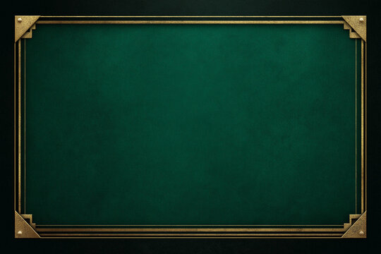 A dark green, textured surface is framed by an ornate antique gold border with decorative corner accents, suggesting prestige and quality.