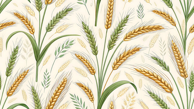 seamless wheat pattern background illustration