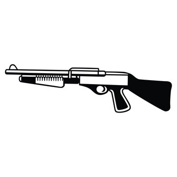 a rifle silhouette vector icon design with a white background