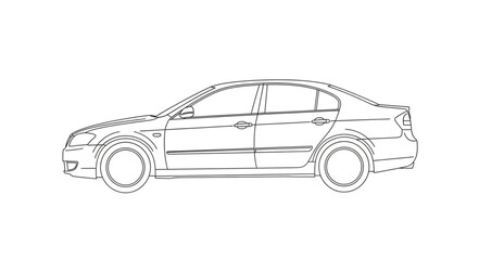 Fototapeta premium Sketch of a Sedan Car Side View.