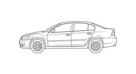 Obraz premium Sketch of a Sedan Car Side View.