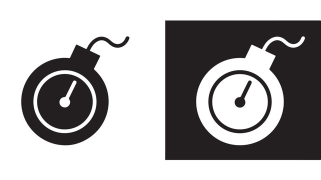 Time Bomb Icon with Countdown Clock for Danger Warning and Deadline Pressure Concepts