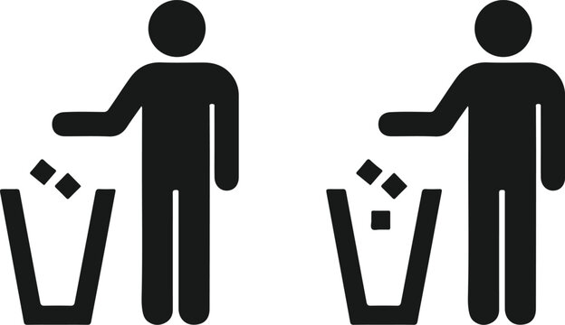 throw trash man icon silhouette vector illustration 