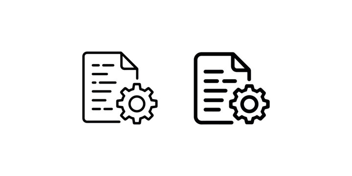 Document with gear icon outlining settings and configuration for document management and system options, clean outline graphic.