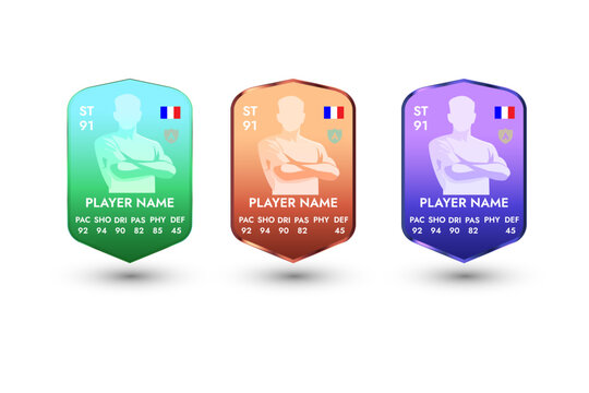 Football Player Card Template Set with Stats &ndash; Striker, Goalkeeper and Midfielder