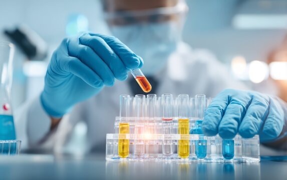 Lab Worker Preparing Specimens in a Sterile Environment with Slides