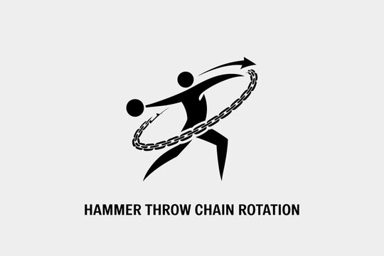 Athlete performing hammer throw with chain rotation in athletic event