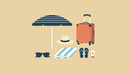 Travel luggage and beach accessories. © Apolobay
