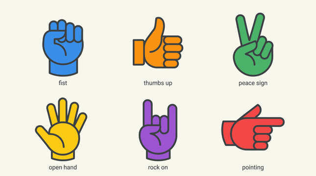 Hands making different gestures.