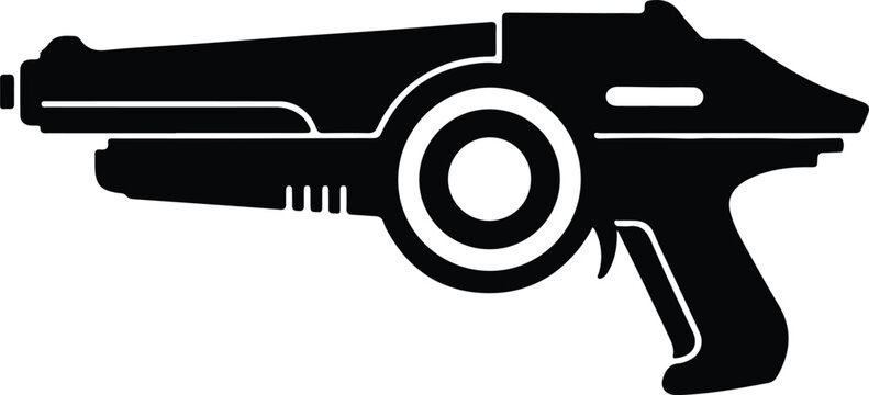 Silhouette design of a futuristic sci-fi space blaster weapon vector