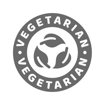 Vegetarian vector label. Food packaging stamp with leaves.