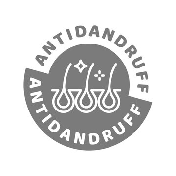 Anti dandruff product or shampoo. Antidandruff vector label or icon.