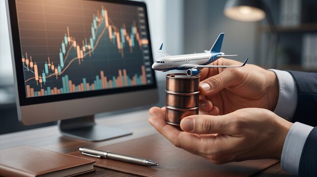 Oil and aviation industry stocks fluctuate on the trading floor