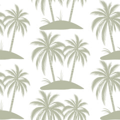 Fototapeta premium Tropical Palm Tree Seamless Pattern in Neutral Beige Tones