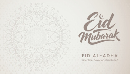 islamic floral ornament poster template, luxury bakrid celebration background, minimalist eid mubarak greeting card, elegant arabic calligraphy eid design © SpyDesigner