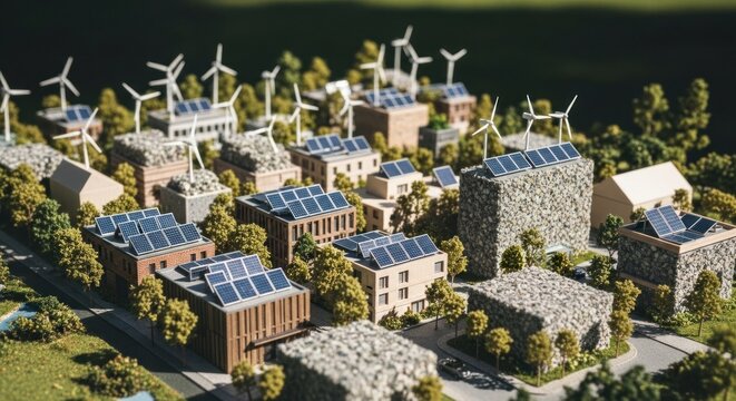 Sustainable EcoFriendly Cityscape Model with Renewable Energy Sources.
