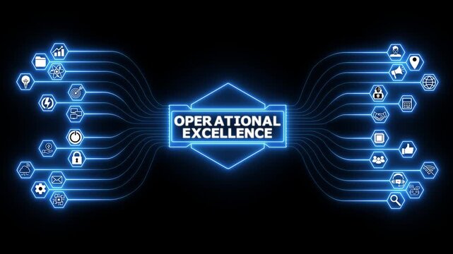 Operational Excellence interface showcasing corporate performance dashboard with secure process optimization system and advanced digital technology concept..