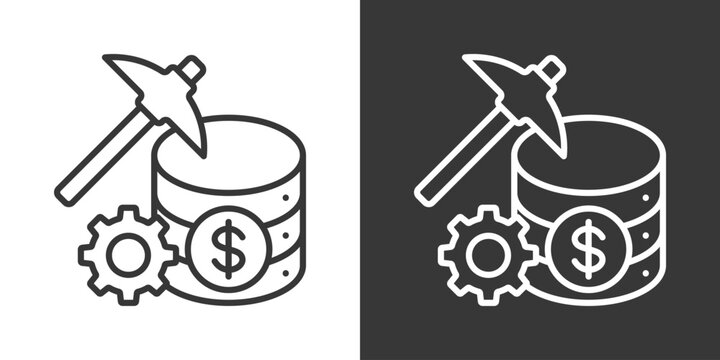 Data Mining Icon Set Vector Collection Isolated In Black And White