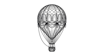 Vintage Hot Air Balloon Illustration, Retro Travel, Adventure Concept © aa